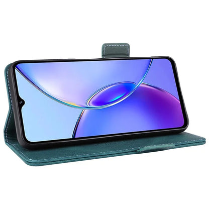 For vivo Y17s 4G Case PU Leather Wallet Hardware Decor Scratch-resistant Phone Shell