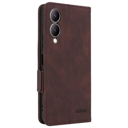For vivo Y17s 4G Case PU Leather Wallet Hardware Decor Scratch-resistant Phone Shell