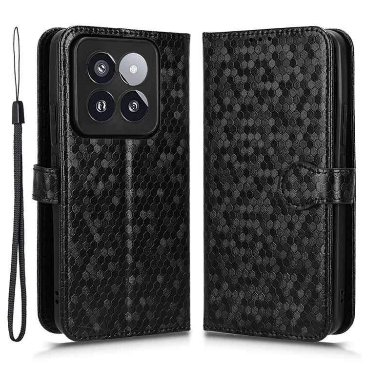 For Xiaomi 14 Pro Case Scratch-resistant PU Leather Stand Phone Shell with Strap