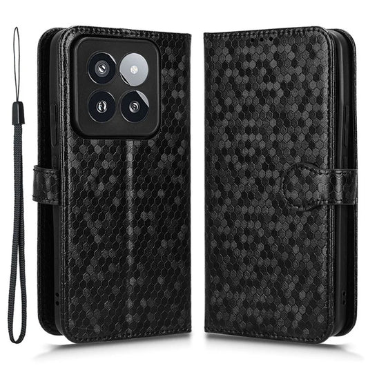 For Xiaomi 14 Pro Case Scratch-resistant PU Leather Stand Phone Shell with Strap