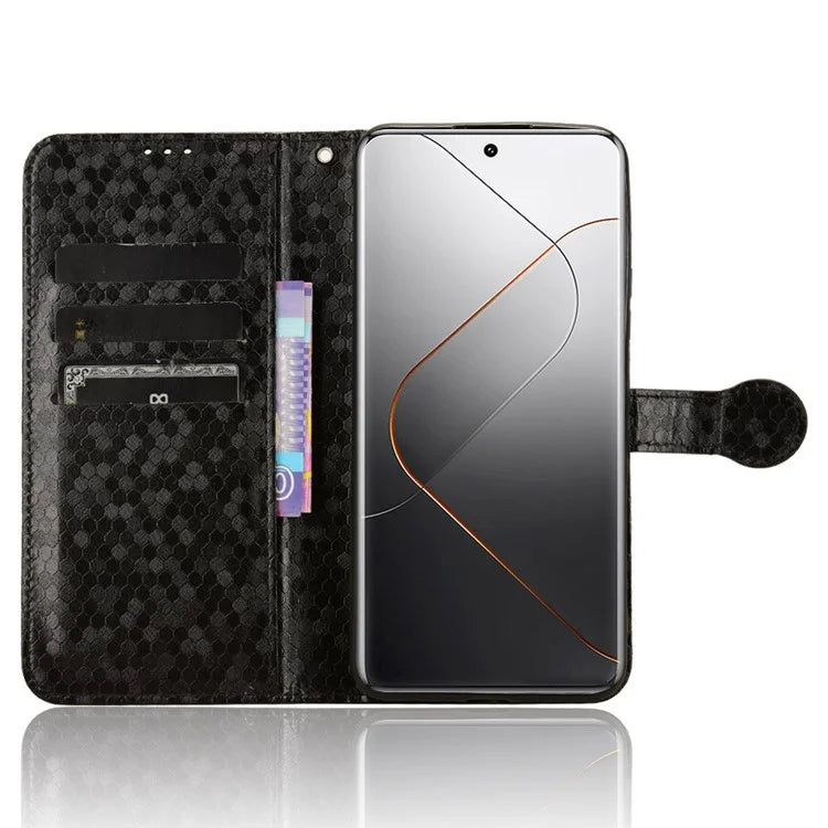 For Xiaomi 14 Pro Case Scratch-resistant PU Leather Stand Phone Shell with Strap