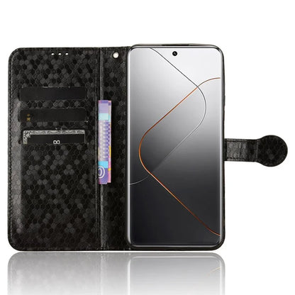 For Xiaomi 14 Pro Case Scratch-resistant PU Leather Stand Phone Shell with Strap
