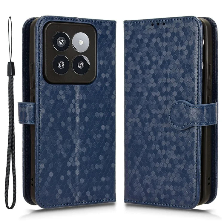 For Xiaomi 14 Pro Case Scratch-resistant PU Leather Stand Phone Shell with Strap
