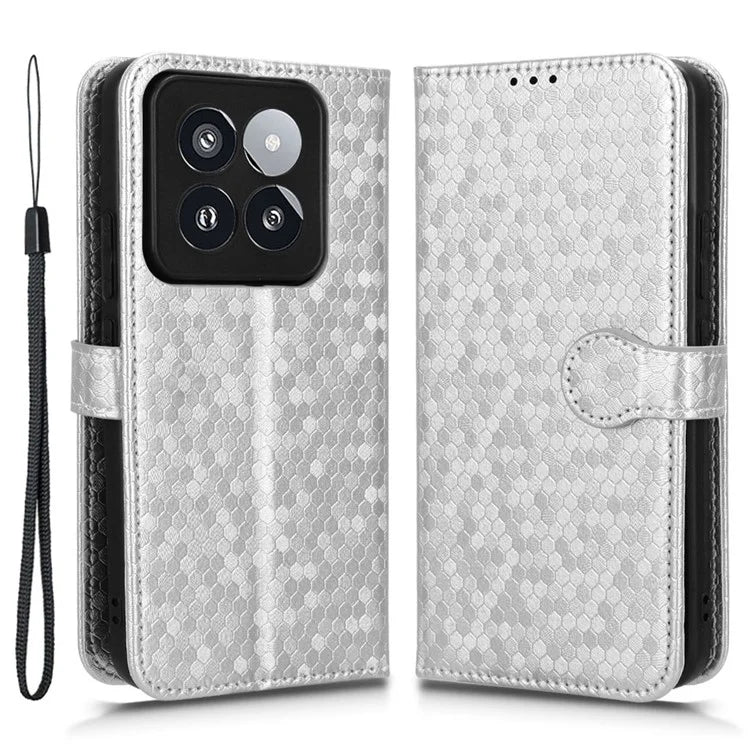 For Xiaomi 14 Pro Case Scratch-resistant PU Leather Stand Phone Shell with Strap
