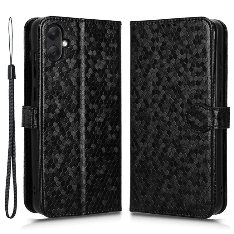 For Samsung Galaxy A05 4G Case Imprinted PU Leather Wallet Phone Shell with Strap