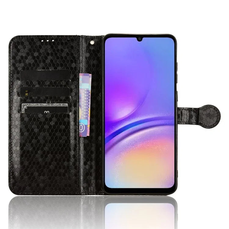 For Samsung Galaxy A05 4G Case Imprinted PU Leather Wallet Phone Shell with Strap