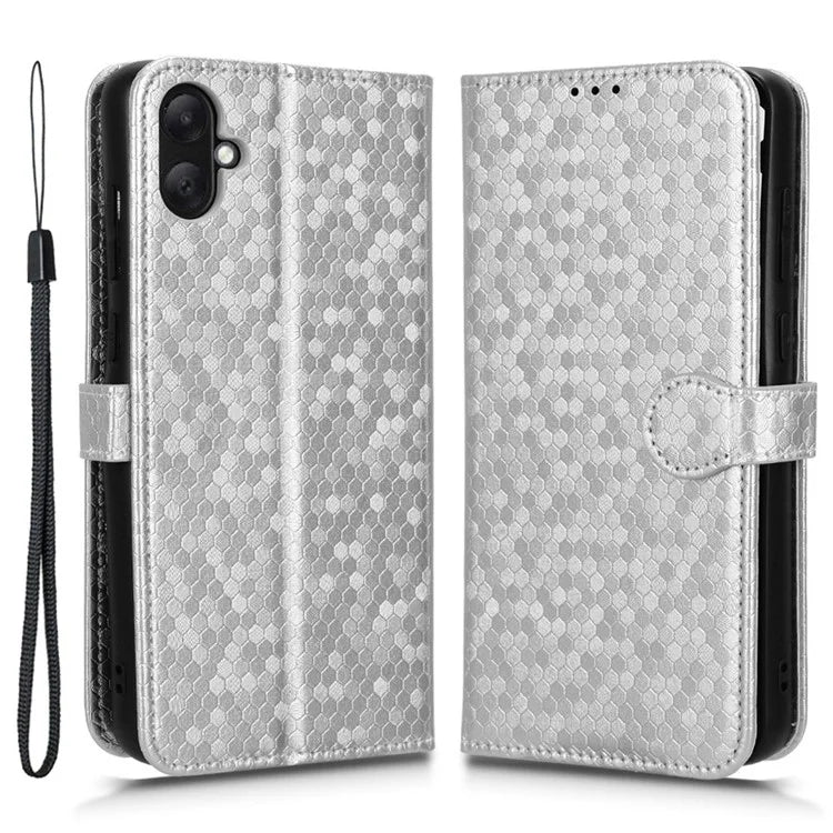 For Samsung Galaxy A05 4G Case Imprinted PU Leather Wallet Phone Shell with Strap