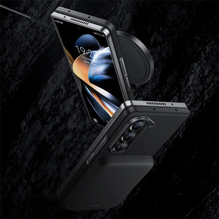 BENKS For Samsung Galaxy Z Fold5 5G Case Carbon Fiber Texture Magnetic Phone Cover