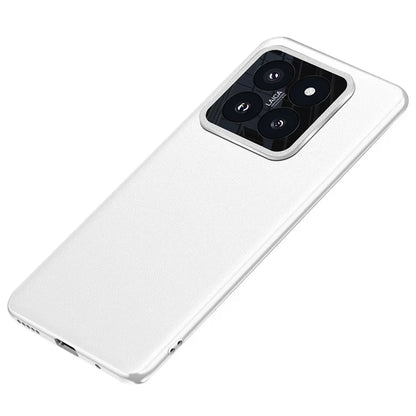 For Xiaomi 14 Case Leather Coated PC+TPU Metal Lens Protection Phone Cover (2nd Gen)