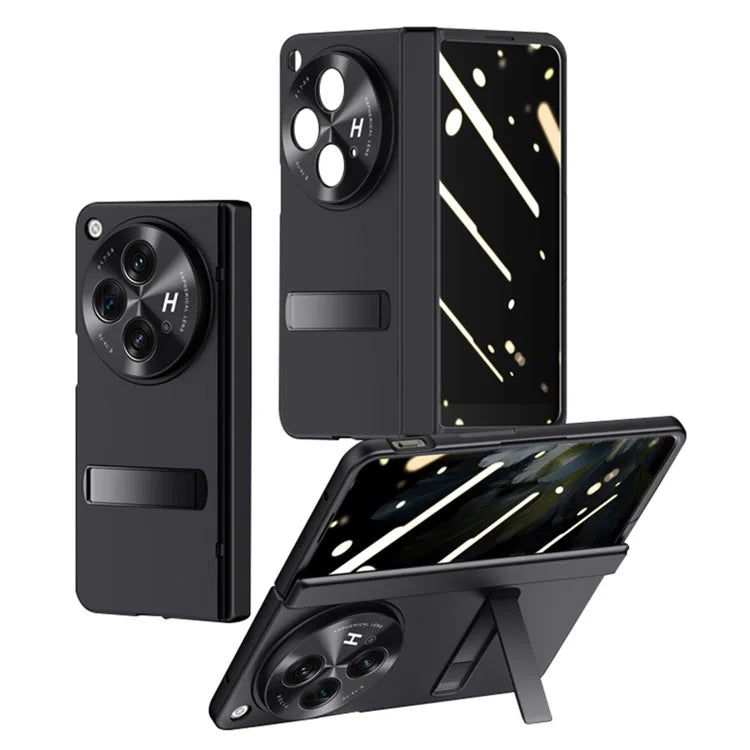 For Oppo Find N3 5G Case Kickstand Hinge Protection Phone Cover with Anti-spy Tempered Glass Film