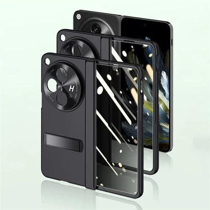 For Oppo Find N3 5G Case Kickstand Hinge Protection Phone Cover with Anti-spy Tempered Glass Film