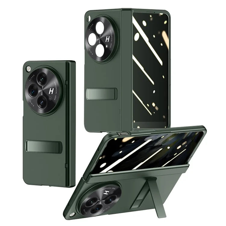 For Oppo Find N3 5G Case Kickstand Hinge Protection Phone Cover with Anti-spy Tempered Glass Film