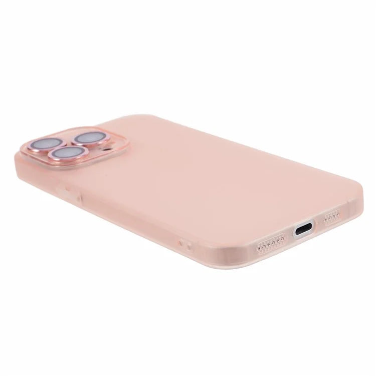 For iPhone 15 Pro Max Case Anti-scratch TPU Phone Back Shell with Metal Lens Ring