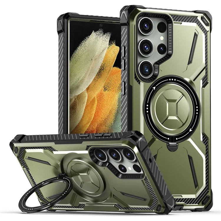 For Samsung Galaxy S21 Ultra 5G Case PC+TPU Magnetic Kickstand Phone Cover