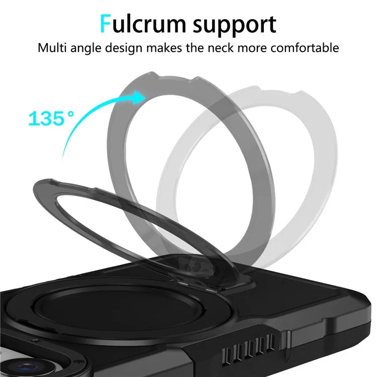 For iPhone 15 Pro Max Ring Kickstand Case TPU + PC Magnetic Phone Cover