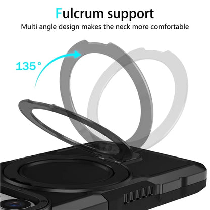 For iPhone 15 Pro Max Ring Kickstand Case TPU + PC Magnetic Phone Cover