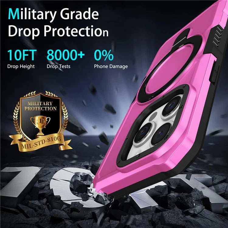 For iPhone 15 Pro Max Ring Kickstand Case TPU + PC Magnetic Phone Cover