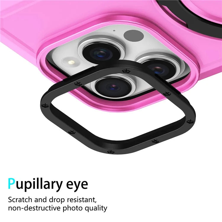 For iPhone 15 Pro Max Ring Kickstand Case TPU + PC Magnetic Phone Cover