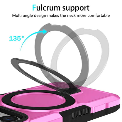 For iPhone 15 Pro Max Ring Kickstand Case TPU + PC Magnetic Phone Cover