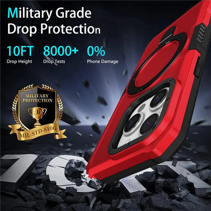 For iPhone 15 Pro Max Ring Kickstand Case TPU + PC Magnetic Phone Cover
