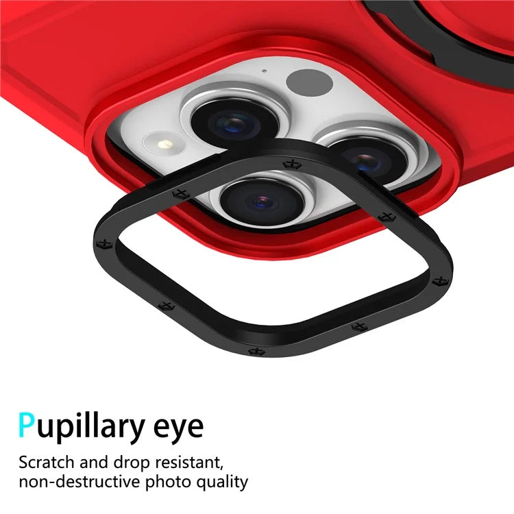 For iPhone 15 Pro Max Ring Kickstand Case TPU + PC Magnetic Phone Cover
