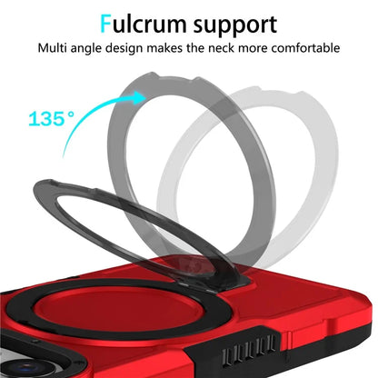For iPhone 15 Pro Max Ring Kickstand Case TPU + PC Magnetic Phone Cover