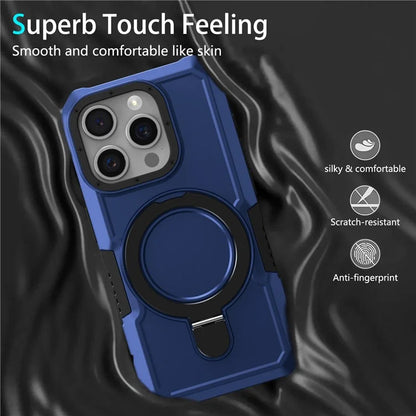 For iPhone 15 Pro Max Ring Kickstand Case TPU + PC Magnetic Phone Cover