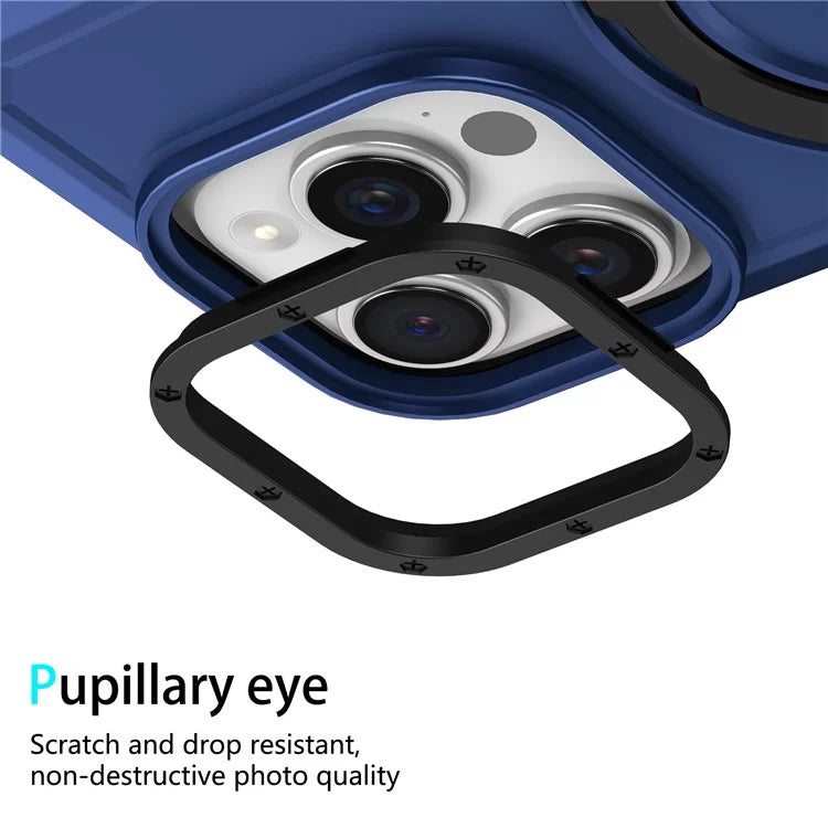 For iPhone 15 Pro Max Ring Kickstand Case TPU + PC Magnetic Phone Cover