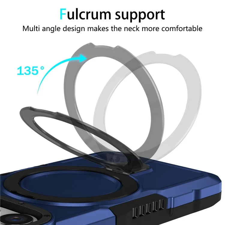 For iPhone 15 Pro Max Ring Kickstand Case TPU + PC Magnetic Phone Cover