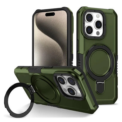 For iPhone 15 Pro Max Ring Kickstand Case TPU + PC Magnetic Phone Coverish Green