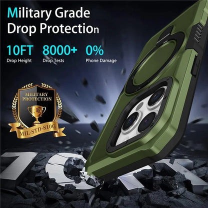 For iPhone 15 Pro Max Ring Kickstand Case TPU + PC Magnetic Phone Coverish Green