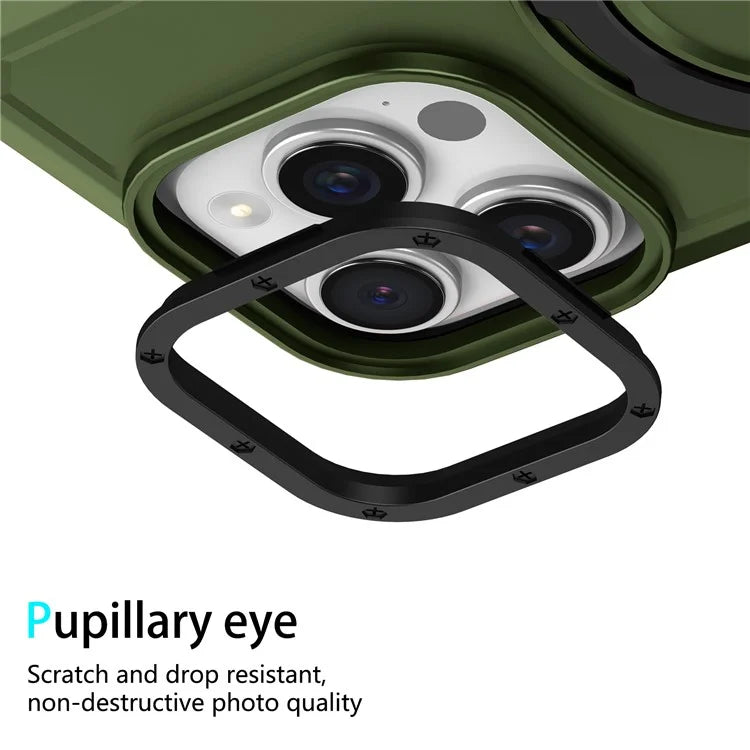 For iPhone 15 Pro Max Ring Kickstand Case TPU + PC Magnetic Phone Coverish Green