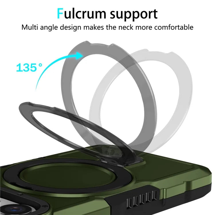 For iPhone 15 Pro Max Ring Kickstand Case TPU + PC Magnetic Phone Coverish Green