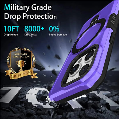 For iPhone 15 Pro Max Ring Kickstand Case TPU + PC Magnetic Phone Cover