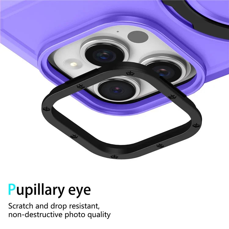 For iPhone 15 Pro Max Ring Kickstand Case TPU + PC Magnetic Phone Cover