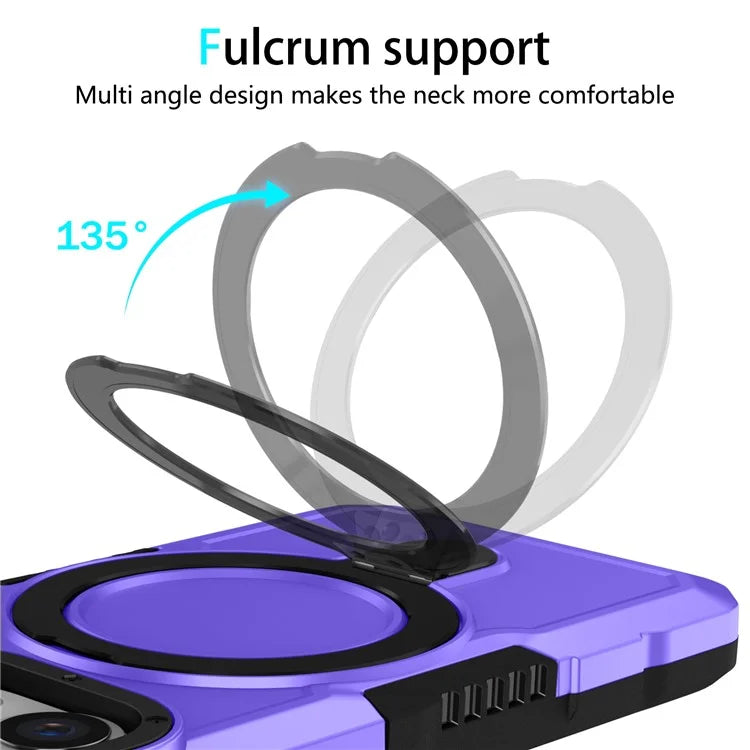 For iPhone 15 Pro Max Ring Kickstand Case TPU + PC Magnetic Phone Cover