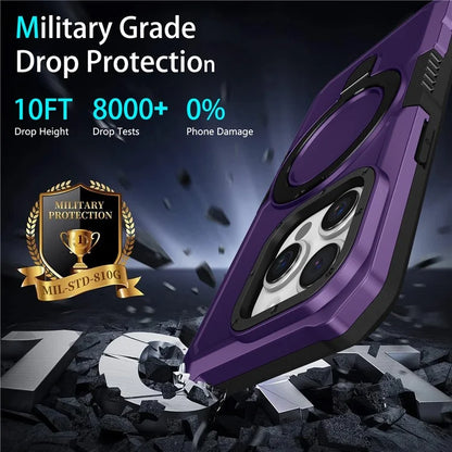 For iPhone 15 Pro Max Ring Kickstand Case TPU + PC Magnetic Phone Cover