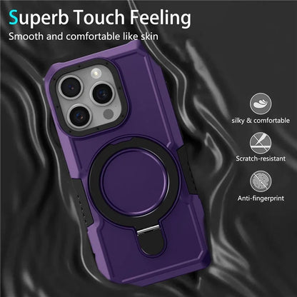 For iPhone 15 Pro Max Ring Kickstand Case TPU + PC Magnetic Phone Cover