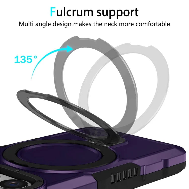 For iPhone 15 Pro Max Ring Kickstand Case TPU + PC Magnetic Phone Cover