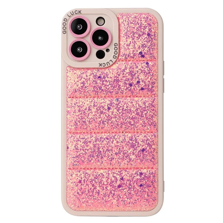 For iPhone 15 Pro Phone Case Glitter Sparkle Down Jacket Back Cover