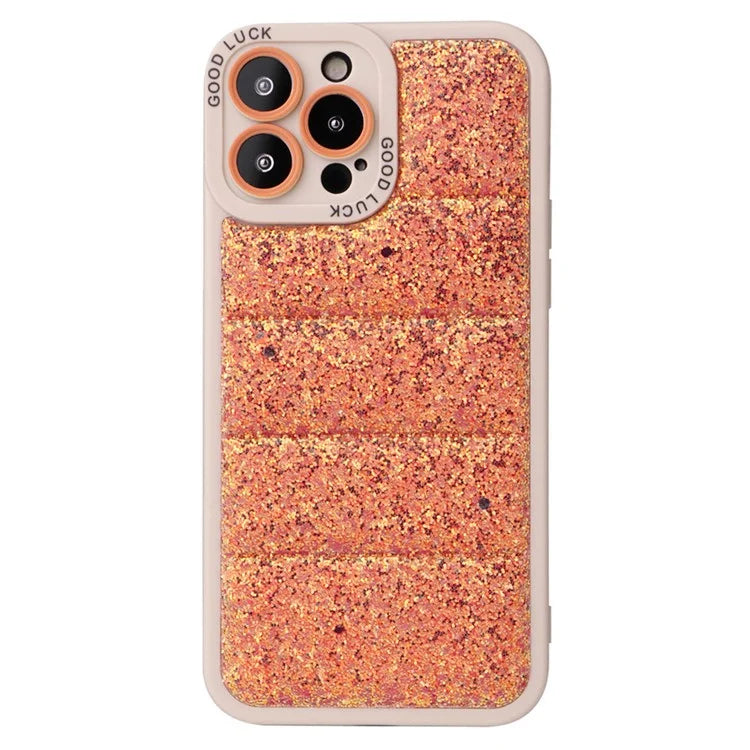 For iPhone 15 Pro Phone Case Glitter Sparkle Down Jacket Back Cover