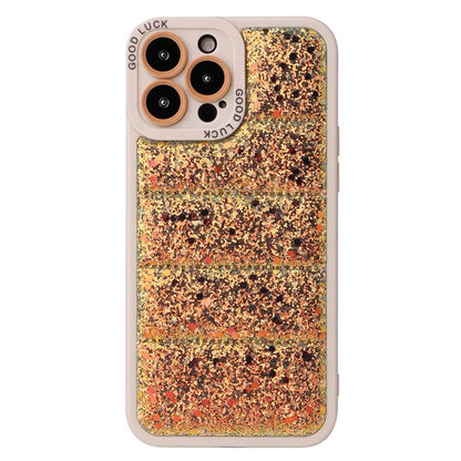 For iPhone 15 Pro Phone Case Glitter Sparkle Down Jacket Back Cover