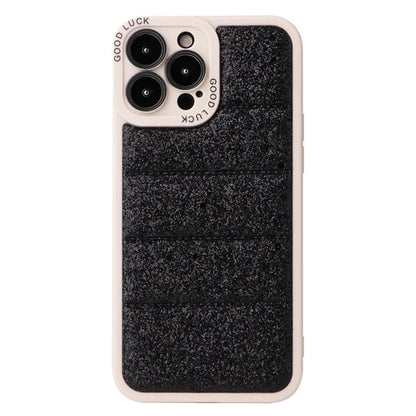 For iPhone 15 Pro Max Glitter Bling Phone Case Down Jacket Anti-Scratch Cover