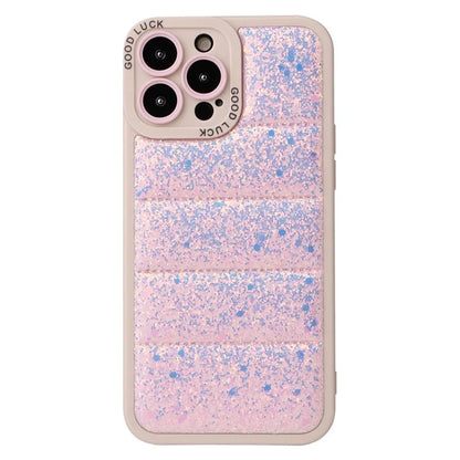 For iPhone 14 Pro Glitter Case PU Leather Coated PC+TPU Phone Cover