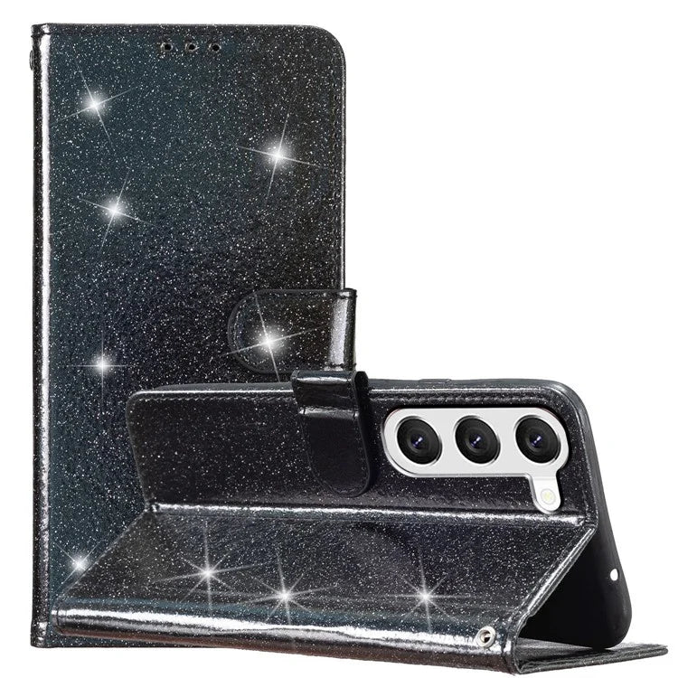 For Samsung Galaxy S24 Case Glittery PU Leather Anti-drop Wallet Cover