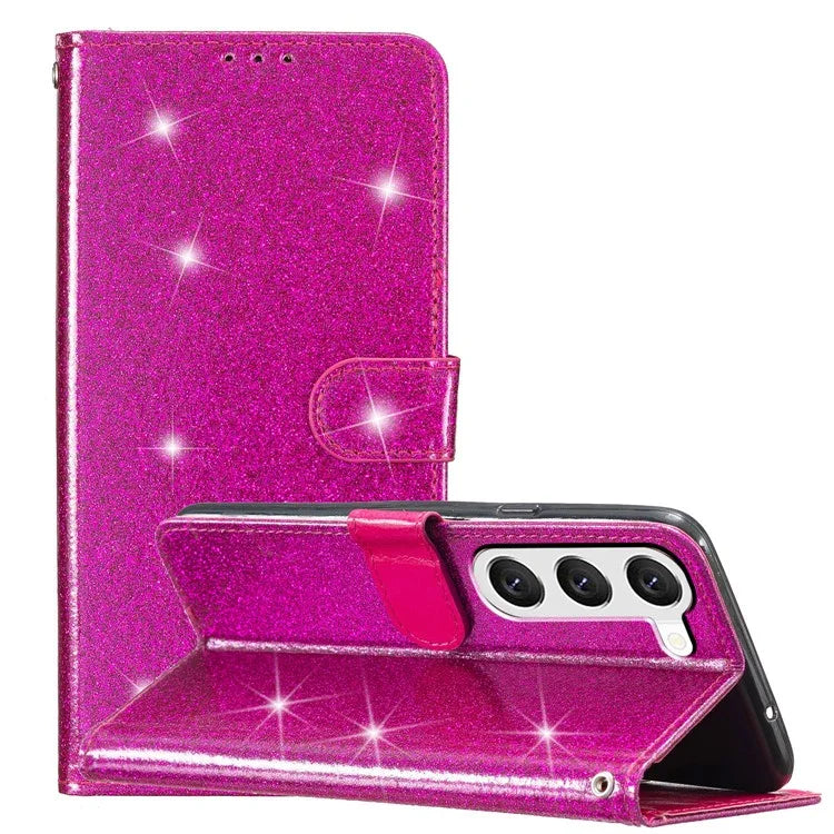 For Samsung Galaxy S24 Case Glittery PU Leather Anti-drop Wallet Cover