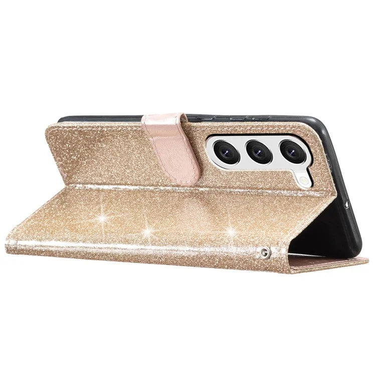 For Samsung Galaxy S24 Case Glittery PU Leather Anti-drop Wallet Cover