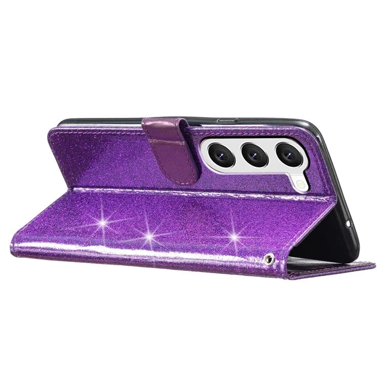 For Samsung Galaxy S24 Case Glittery PU Leather Anti-drop Wallet Cover