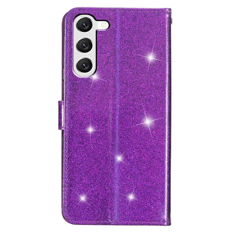For Samsung Galaxy S24 Case Glittery PU Leather Anti-drop Wallet Cover