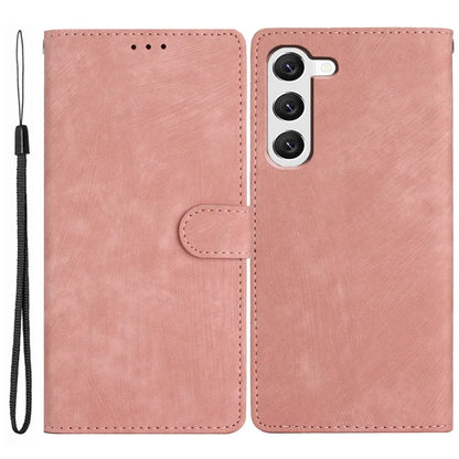 For Samsung Galaxy S24+ Case Solid Color Leather Stand Phone Cover Gold